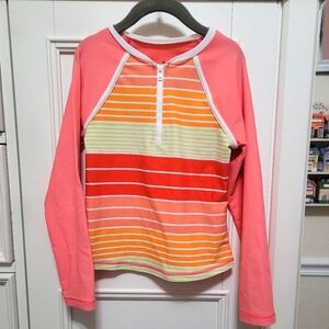 💥3/$24 Land's End‎ Coral Striped Rash Guard